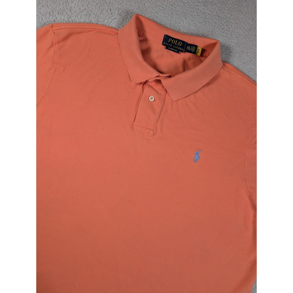 Polo Ralph Lauren Mens XXL Classic Fit Coral Orange Pique Polo Shirt SS